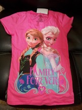 Disney Frozen Family Forever SS Pink T-shirt Size XS (4/5) Girl&#39;s NEW - £12.58 GBP