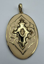 Pendant Unbranded Oval Yellow Enamel Inlay Gold Tone Emblem  2.25 ins. No Chain - £9.01 GBP