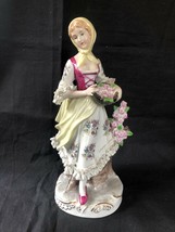 Antico Tedesco Porcellana Lady Con Flowerbasket - £102.39 GBP