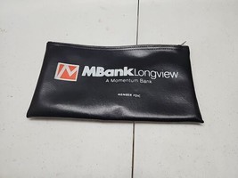 Vintage Mbank Longview Bank Bag Black Zippered Deposit Bag Money Bag Lon... - £20.99 GBP