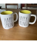 Rae Dunn Magenta HAPPY SPRING Mug Bright Yellow Interior Set of 2 Coffee... - $577.69 MXN