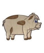 Vtg Pig Kitchen Pot Holder Beige Blue Brown Spotted Kitschy Hot Pad Embr... - $19.20 CAD