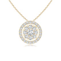 ANGARA Lab-Grown 0.48 Ct Round Cluster Diamond Halo Pendant Necklace in 14K Gold - £663.03 GBP