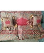 Vintage wool Paisley Kashmere Style Throw shawl+2 accent pilows Tassels ... - $148.50