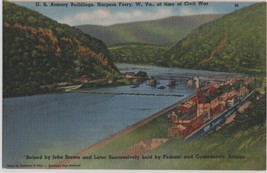 Postcard Linen Harpers Ferry West Virginia US Armory Buildings Aerial View  A5 - £3.53 GBP
