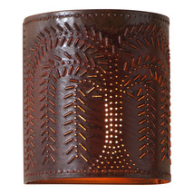 Punched Tin Metal Willow Wall Sconce Light Fixture in Rustic Tin - $64.95
