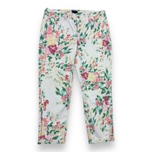 NYDJ Kendall Printed Roll Cuff Ankle Jean Lift Tuck Tech White Floral Sz 10 - $22.28