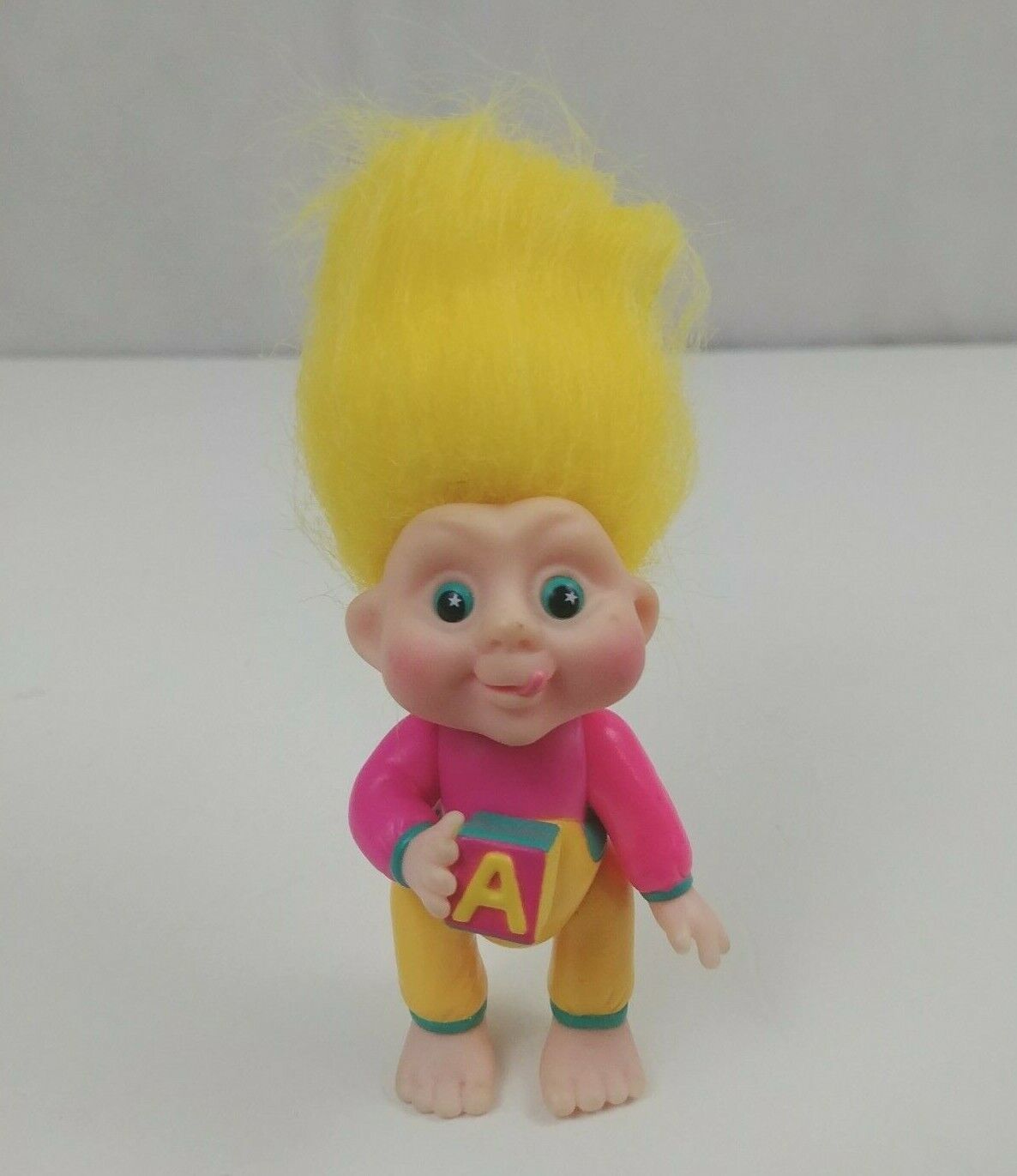 Vintage 1991 Magic Trolls Babies Diana With Block Poseable 3" Doll - $14.54