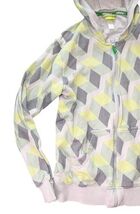Adidas Neo Label Geometric Zip Hoodie Women’s Small Yellow Gray Pattern image 2