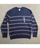 Gap Sweater Men&#39;s Large Blue Striped V-Neck Pullover Cotton NWT - €15,41 EUR