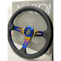ND Nardi Rainbow Blue Steering Wheel 14inch Stainless Steel with Horn Bu... - £95.61 GBP
