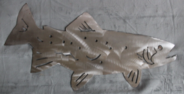 Metal Wall Art Decor Silver Trout Fish Metal Art Fishing Decor Indoor/Outdoor - $46.74