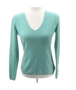 Vintage Peck &amp; Peck Small 2-Ply Cashmere Sweater Aqua Blue V-Neck Soft C... - $38.70