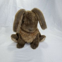 Vintage Gund Brown Rabbit Plush Seated Blue Eyes 1989 Floppy Ears - $13.86