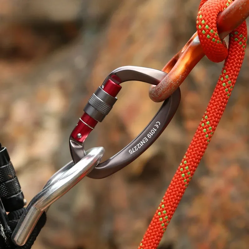 Professional Safety Carabiner D Shape Key Hooks Aluminum Climbing Security - £11.88 GBP