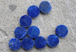 Natural Lapis Lazuli Gemstone Fancy Coin Shape Smooth Gemstone, 10 Pieces (5 pai - £57.34 GBP