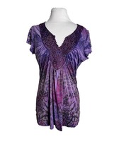 Unity World Wear Womens Size Small Shirt Top Purple Sublimation Embellis... - $14.85