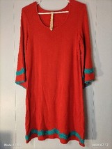 Uncle Frank Embroidery/Lace Red/Turquoise Boho Fringe Flared Sz. S Tunic... - £17.17 GBP