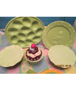 Egg Platter Titbit Sandwich Plate Pedestal Cupcake Platter Bundle 8 Pc Set - £135.41 GBP