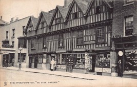 Stratford On Avon England~Ye Five GABLES~1905 Tuck Photo Postcard - £5.98 GBP