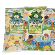 2 VINTAGE CABBAGE PATCH KIDS PACKS GIFTWRAP HEAVY PAPER BIRTHDAY + POOL ... - $19.00