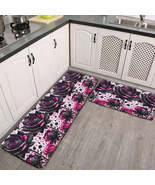 Roses purple  Non-slip two-piece M kitchen mat | Flannel - £37.36 GBP