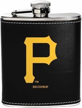 Pittsburgh Pirates Stainless Steel Leather-Wrapped 6 oz Flask with MLB T... - £11.93 GBP