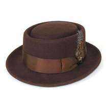 Mens Bruno Capelo Dress Hat Australian Wool Crushable Pork Pie Jazz PP101 Brown image 3