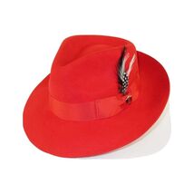 Mens Bruno Capelo Hat Australian Wool Fedora Teardrop Crown Fabio Red FB225 new image 2