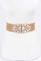 Multi Stone Metallic Straw Stretch Belt - $29.55
