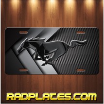 MUSTANG Inspired Art on Simulated Carbon Fiber Aluminum License Plate Gray - £15.40 GBP