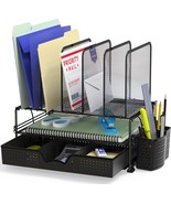 A Black Simplehouseware Mesh Desk Organizer With A Sliding Drawer, A Double - $33.97