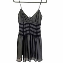 Bardot Black Chevron Mesh V Neck Spaghetti Strap Dress Size 8 NWT - £58.03 GBP