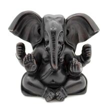 GANESHA STATUE 3.25" Hindu Elephant God Dark Resin Icon Deity High Quali... - $13.45