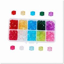 300 Pcs 10-Colors Acrylic Fake Ice Cubes Loose Faceted Cube Beads - Assorted Jew - $32.66