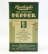 VINTAGE Antique WT Rawleigh&#39;s Pepper 16 oz Tin Can - £31.72 GBP
