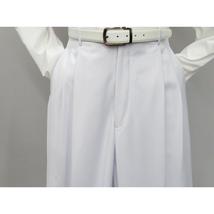 Mens Apollo  King  Banded Collarless suit Chinese Mandarin Wide leg AG98 White image 6