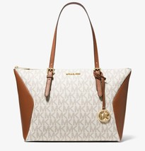 New Michael Kors Coraline Large Logo and Leather Tote Vanilla / Dust bag - £100.57 GBP