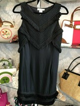 MARA HOFFMAN Black Sleeveless Fringe Accent Dress w/ Cut Out Back Sz 4 $298 NWT - £94.96 GBP