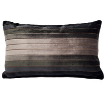 Carbon Stripes Textured Velvet Throw Pillow 12x19, with Polyfill Insert - £55.90 GBP