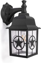 Dusk To Dawn Outdoor Porch Wall Light Fixture Vintage Sconce Glass Lantern Black - £59.67 GBP