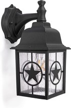 Dusk To Dawn Outdoor Porch Wall Light Fixture Vintage Sconce Glass Lantern Black - £58.42 GBP