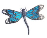 Dragonfly Wall Plaque Suncatcher 17.7&quot; Wide Blue Glass and Metal  Wing C... - $37.61