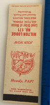 Ohio Matchbook Milton Pennsylvania PA Moose Lodge 171 Advertise Vintage USA - $18.01