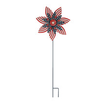 Stars &amp; Stripes Red White Blue Metal Kinetic Wind Spinner Patriotic Garden Stake - £46.59 GBP