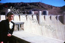 1958 Pretty Mature Woman Hoover Dam Nevada Red-Border Kodachrome Slide - £3.10 GBP