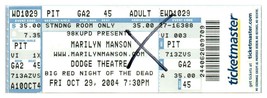 Marilyn Manson Concert Ticket Stub Octobre 29 2004 Phœnix Arizona - $45.31