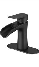 Waterfall Bathroom Faucet Matte Black Bathroom Sink Faucet For 1 Hole NE... - $35.99