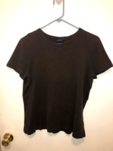 Lands End Womens SZ Large Petite Brown Cotton Short Sleeve T Shirt - $4.94