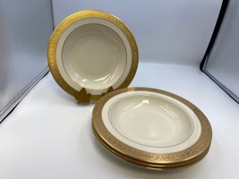 Set of 4 x Lenox WESTCHESTER Gold Presidential Marks Rim Soup / Pasta Bowls - £337.78 GBP